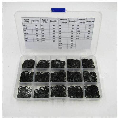 600 pcs Type E circlip External Circlips Internal Circlips E-Clip Assortment Kit
