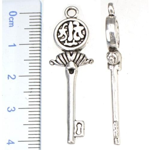 Bracelet Charms Accessories For Handicraft DIY Key Design Silver Jewelry Findings Suppliers Fashion Metal 2019 New 44*13mm 20pcs