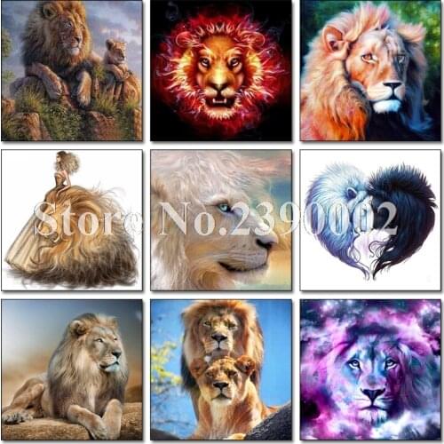 DIY Lion Diamond Embroidery Animals Series 5D Diamond Painting Cross Stitch Full Resin Diamond Mosaic Home Decor Gift Christmas