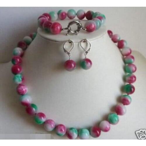 Free shipping new hot Gorgeous 10mm Jade Beads Ge mstone Necklace Bracelet Earrings Set