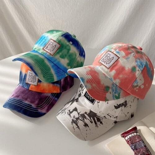 GBCNYIER Tie-Dye Hat Summer Thin Young Wild Tide New Letter Embroidery Baseball Cap Adjustable