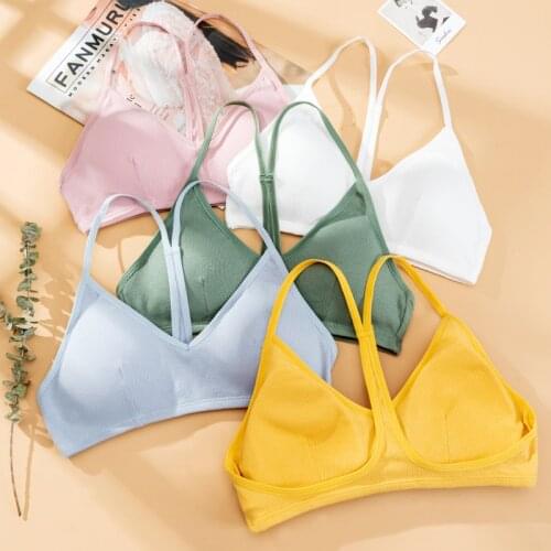 Elastic Gathering Bralette Push Up Bra Summer Anti-light Korean Style Padded Bra Tube Top Sexy Wire Free Y-line Straps Bra 2021