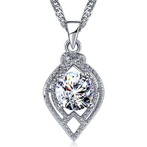 Full Rhinestone Pave Teardrop Pendant Necklaces Brand AAA Zirconia Inlay Water Drop Charm Necklaces For Women Fashion Jewelry