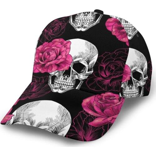 Skulls And Pink Roses Baseball Cap Fashion Men Hat Cap Summer Dad Hat Male Sports Hat