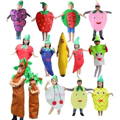 Children Kids Halloween Party Childrens Day Cartoon Fruit Vegetable Costume Cosplay Clothes Pumpkin Banana Tree for Boy Girl