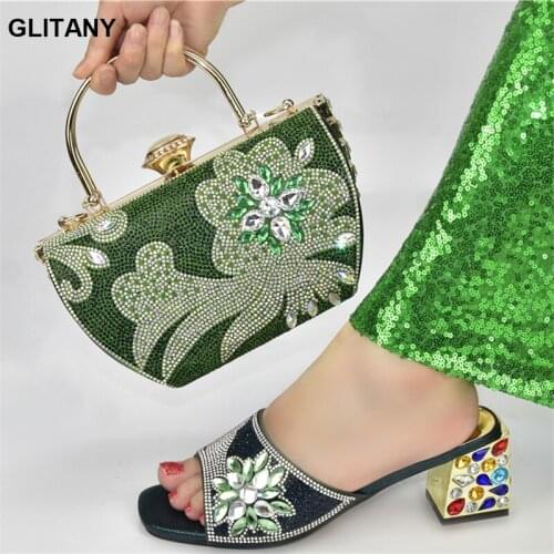 Designer Shoe and Bag Set High Quality Italian Shoes with Matching Bags Set with Rhinestone Luxury Women Shoes Shoe and Bag Set