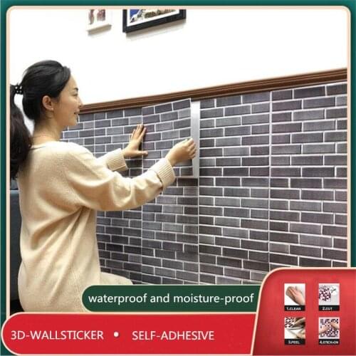 30×30×0.3CM Gray Brick Pattern 3D Background Wallpaper Self Adhesive Waterproof Contact Paper Wall Renovation Wall Stickers