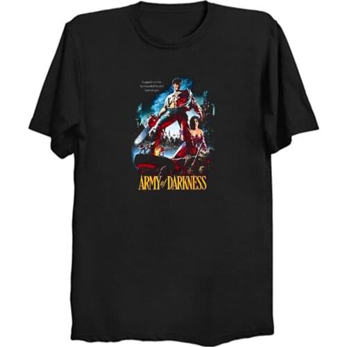 Sam Raimi Horror Movie Army of Darkness T Shirts Terror Skeleton Skull T-shirt Evil Dead TShirt Bones Metal Hip Hop T Shirt