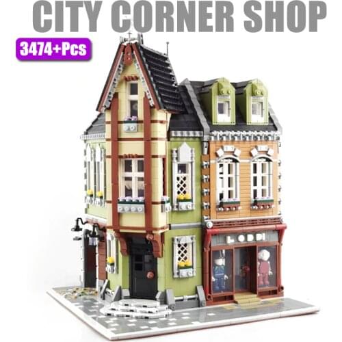 3474pcs Creator City Street View Cafe Corner Mall Building Blocks Architecture Bricks Set Kids Children Models DIY Toys Gifts