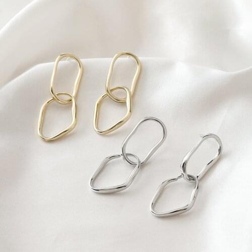 14K gold-clad irregular oval diamond opening design simple and versatile diy earrings handmade material accessories