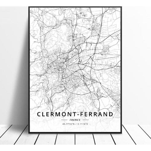 Cayenne Pau Toulouse Niem Rain Clermont-Ferrand Chambery French Canvas Art Map Living Room Poster