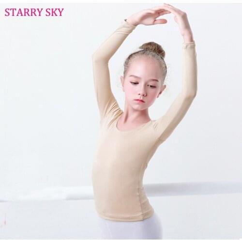 Skin High Elastic Bodysuit Long Sleeves Nude Leotard Children Adult Ballet Dance Flesh Color Invisible Warm Underwear Shapewear