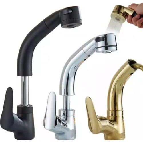 Kitchen Faucet Bathroom Basin Faucet Single Handle Single Hole Mixer Tap Deck Mounted Hot And Cold Tap Sink Brass Lifting Faucet