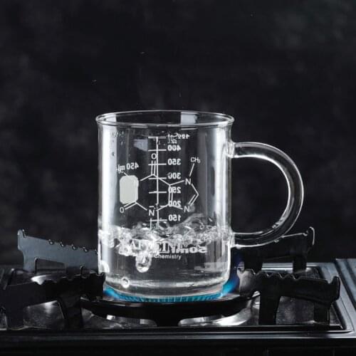 Caffeine Beaker Mug Graduated Beaker Mug with Handle Borosilicate Glass Multi-Function Food Grade Measuring Cup