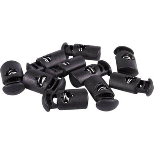 Diameter 8 mm hole, cord cord stopper laces snap hook, black, 10 pcs