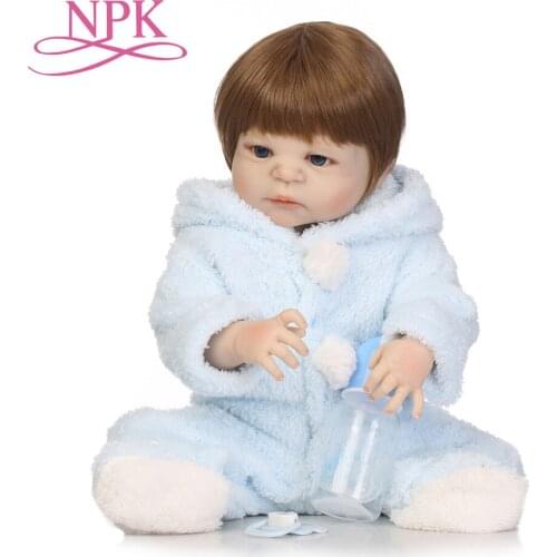 NPK 22" Popular Victoria glued hair Lifelike Baby girl birthday gift full silicone Bonecas Bebes Reborn dolls