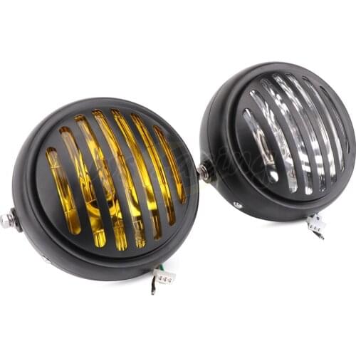 Motorcycle Retro 5.75" 5 3/4" Grill Cover Headlight Headlamp For Harley Davidson Sportster Custom Cafe Racer High Low Beam