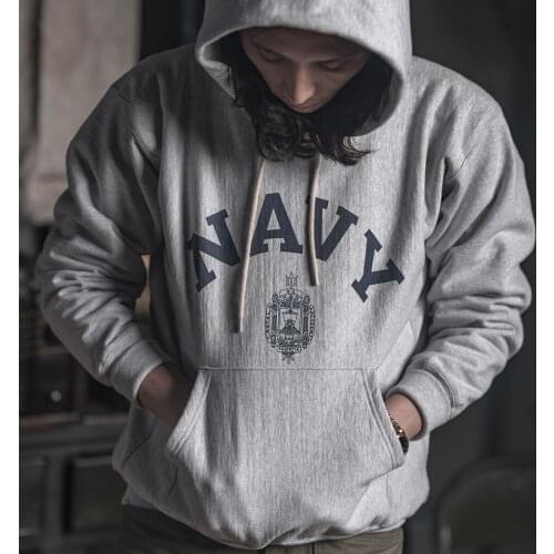 Bronson US Navy Naval Academy 20 oz. Reverse Weave Hoodie Mens Retro Classic Print Pullover Sweatshirts