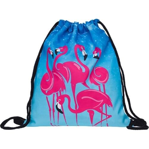 New fashion Women Backpack 3D printing travel softback men drawstring bag mens backpacks Girls Backpack Rop Red-crowned crane
