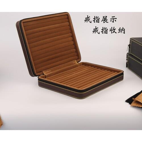 High Quality PU Leather RIngs Display Organizer Box Pendant Necklace Case Large Jewelry Box Casket Zipper Travel Carrying Box