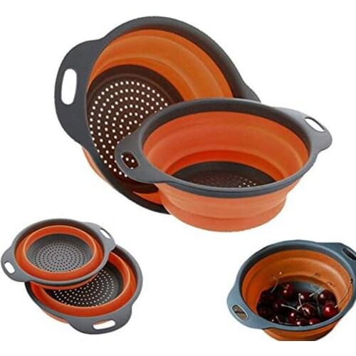 Foldable Silicone Collapsible Colanders Set Food-Grade Vegetable Fruit Washing Basket Strainer Collapsible Drainer Kitchen Tools