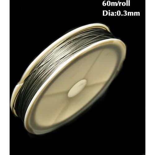 60m/roll 0.3/0.38/0.45mm Original Color Beading Steel Wire Thread Cord for DIY Craft Making Jewelry Bracelet String Making