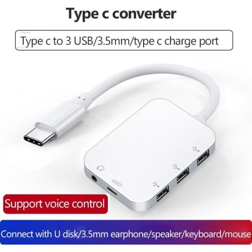 Type c to USB Docking station hub USB C to 3.5mm earphone adapter with typec charge port splitter 3.0 usb for macbook Samsung