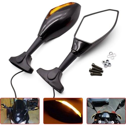Universal Motorcycle LED Turn Signals Rear View Side Mirrors For Yamaha FZ07 FZ09 FZ600 FZ6R FZ8 FZ1 FAZER FZ6 FAZER