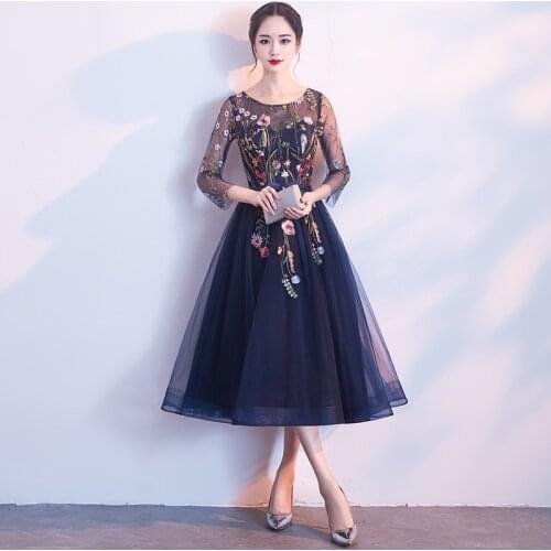 Evening dress women 2020 new party noble elegant fashion medium length host party dress