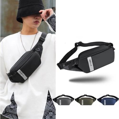 Waterproof Multi-Function Crossbody Bag For Men 2021 New Chest Bag Casual Sports Belt Bags Solid Color Male Banana Waist Pack