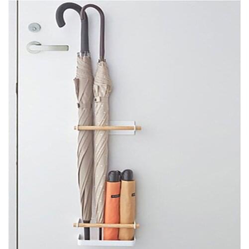 Japanese Iron Umbrella Stand Household Sundries Storage Rack Behind Door Hallway Magnet Wall Shelf Organizer