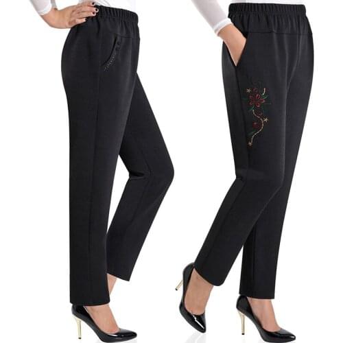 Middle Aged And Old Women Spring Summer Pants Thin Elastic Waist Loose Straight Pants Mother Casual Trousers Plus Size 5XL W1867