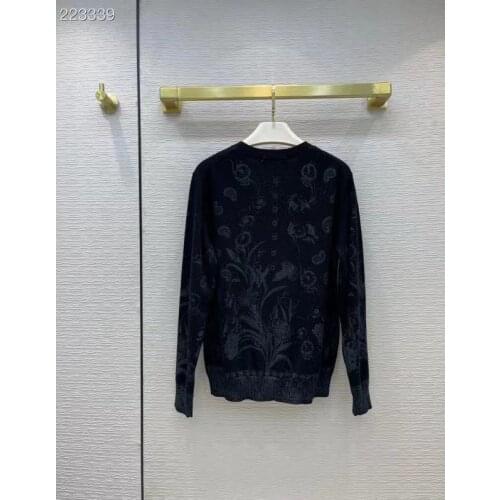 Vintage Knitted Sweater Pullovers Women O-Neck Flower Print Long Sleeve Sweet Love High Street Casual Cashmere Pullover Jumper