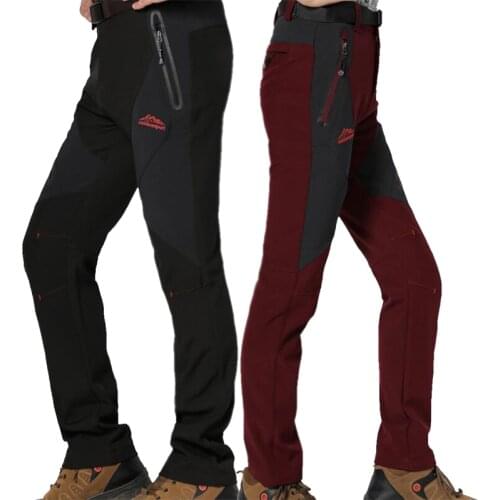 Winter Thicken Warm Pants Outdoor Shark Skin Soft Shell Waterproof Trousers Men Women Hiking Trekking Camping Hunting Pants 5XL