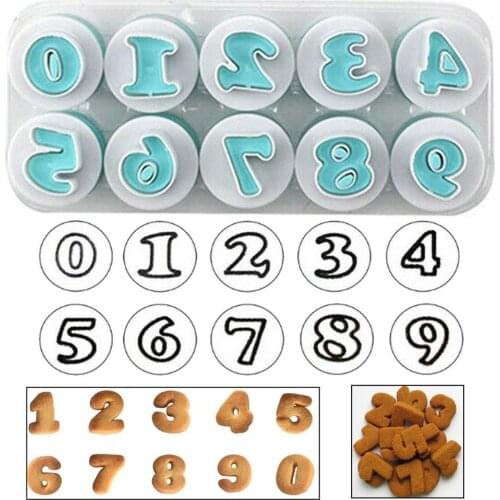 0-9 Number Fondant Cake Biscuit Mold Chocolate Sugarcraft Cookie Stamp Impress Embosser Plunger Cutter DIY Cake Decoration Tool
