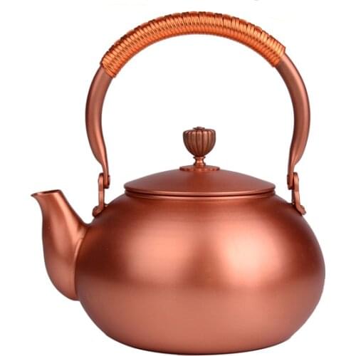 1.2-1.5L Handmade Teapot Made of 100% Red Copper Supplementing Cu To The Body Japanese Style for Puer Green Tea