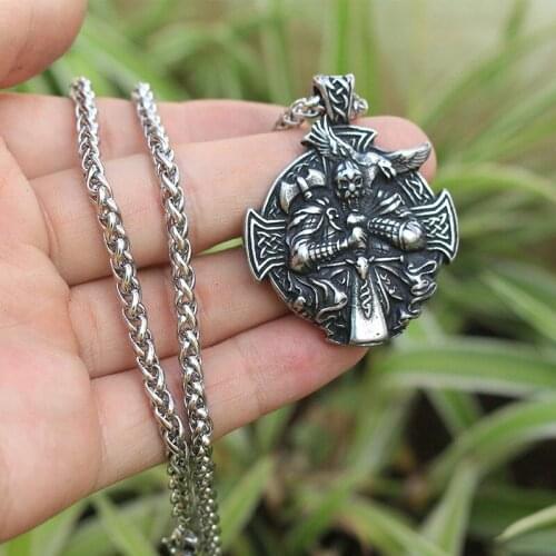 10pcs stainless steel viking Odin by Helena Rosova necklace pendant Heathen men pendant norse jewelry viking cross raven pendant