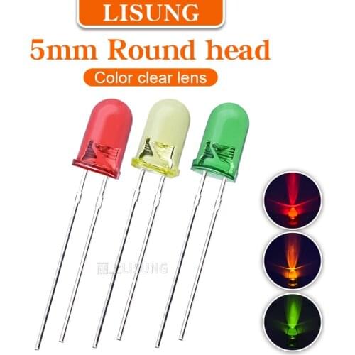 1000pcs/bag 5mm Led water Clear Color Lens Round Boundless Red Yellow Blue Green Led IDiodes Through Hole keyboard Lamp Kit