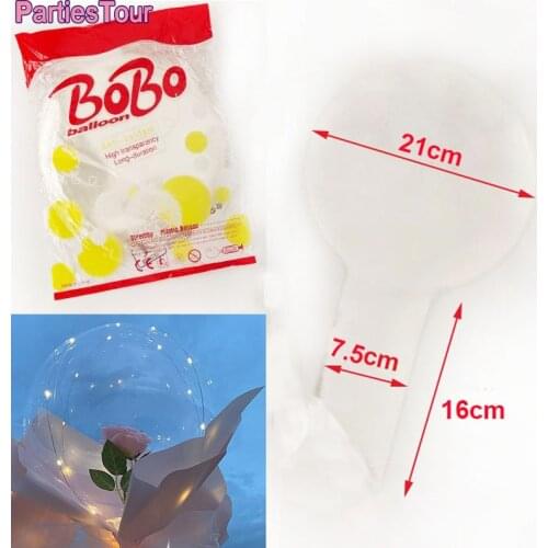 20pcs 20inch 7.5cm Wide Neck BoBo Balloons Transparent Bubble Ballons Rose Flower Clear Balloon for Wedding Brithday Party Decor