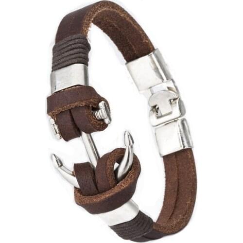 2016 new charm European style leather Anchor bracelet Chain Bracelet Vintage men bracelet Jewelry men welcome bracelet Jewelry