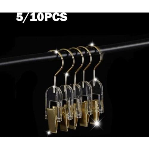 5/10PCS Acrylic Transparent Hooks Wardrobe Clothes Pants Bra Clips Socks Scarf Hanger Rack Towel Holder Paper Files Binder Clip