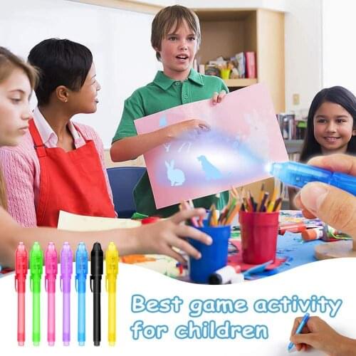 5 PCS/set Secret Pen Birthday Party Invisible Ink Pen With UV Light For Children And Adults Party Birthday Gift 2019 Hot Sale