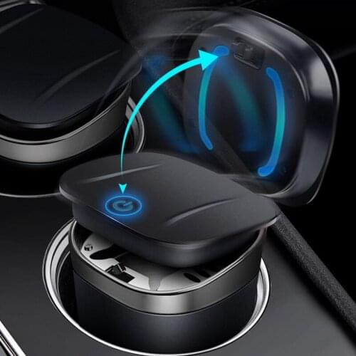 Car Ashtray Portable Blue LED Garbage Mini Storage Cup Container Cigar Ash Cup Holder with Lid