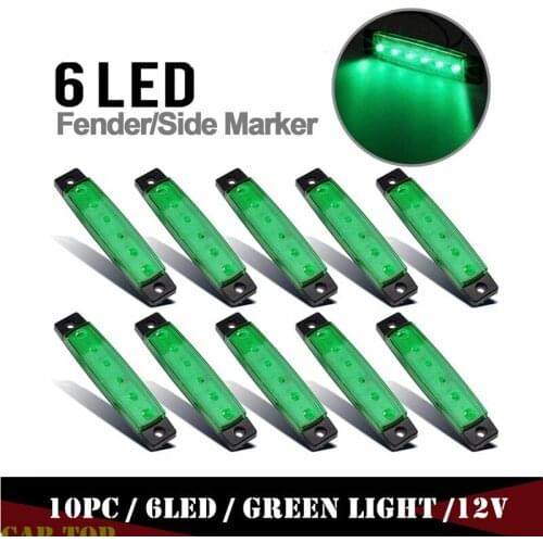 10PCS Truck Side Lights Trailer LED Light Truck 12v Side Marker Lamp Green Markerings Light