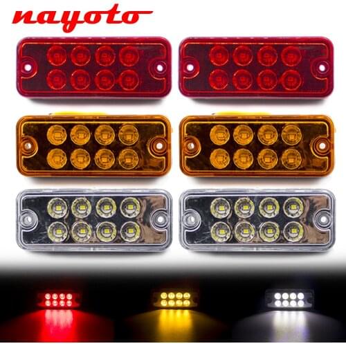 2Pcs 8 LED 12V-24V Side Marker Light Signal Lamp Rear Tail Clearance Indicator Truck Trailer Lorry Caravan Sealed Waterproof E8