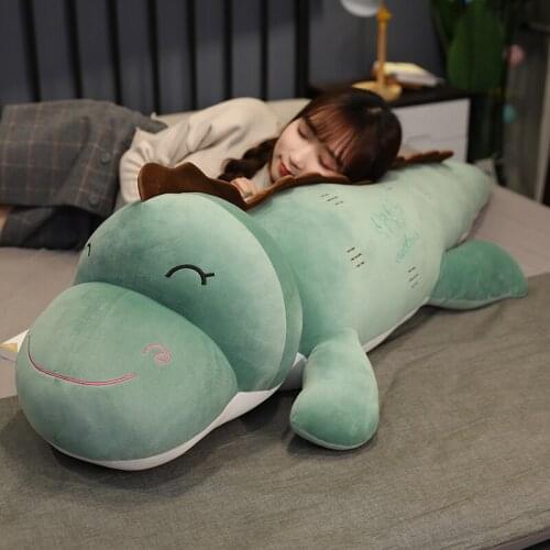 Hot Nice Large Cute Dinosaur Plush Toy Soft Lovely Cartoon Animal Dinosaur Stuffed Doll Long Pillow Nap Sleep Pillow Kids Gift