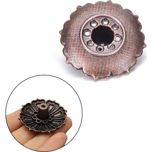 One Piece Copper Lotus Shape Metal Incense Plate Burner Holder For Stick Cone Incense Aromatherapy Buddhist Craft Gift 3.8X3.8CM