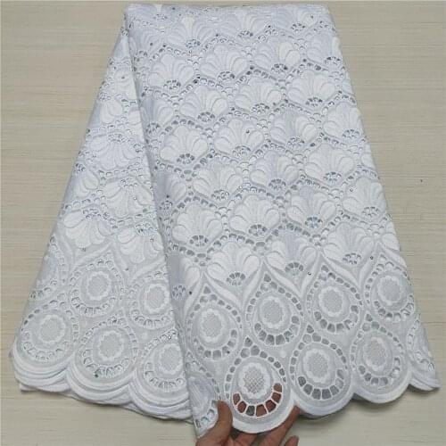 Pure White Cotton Design Swiss Voile Lace In Switzerland African Dry Lace Fabric 5Y High Quality Nigerian For Wedding