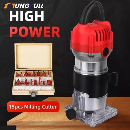800w 30000rpm Wood Router Tool Combo Kit Electric Woodworking Machines Power Carpentry Manual Trimmer Tools With Milling Cutter
