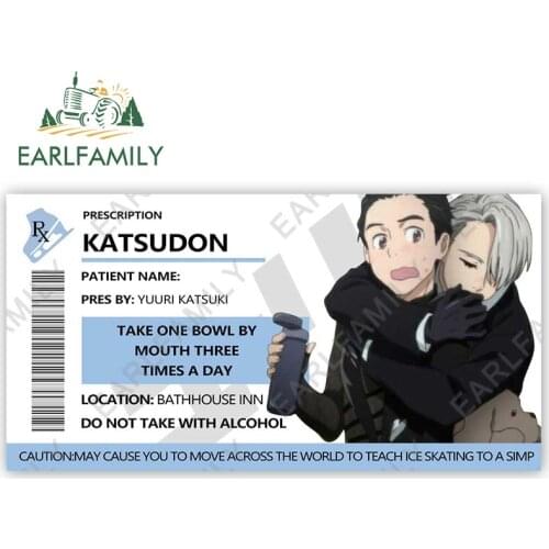 EARLFAMILY 13cm x 6.7cm for YURI on ICE Car Stickers Creative Scratch-Proof Decals Sunscreen Trunk Motorcycle Decor Car Goods